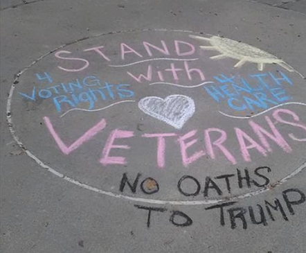 Messages in Chalk: Stand with Veterans 4 Voting Rights, 4 Health Care